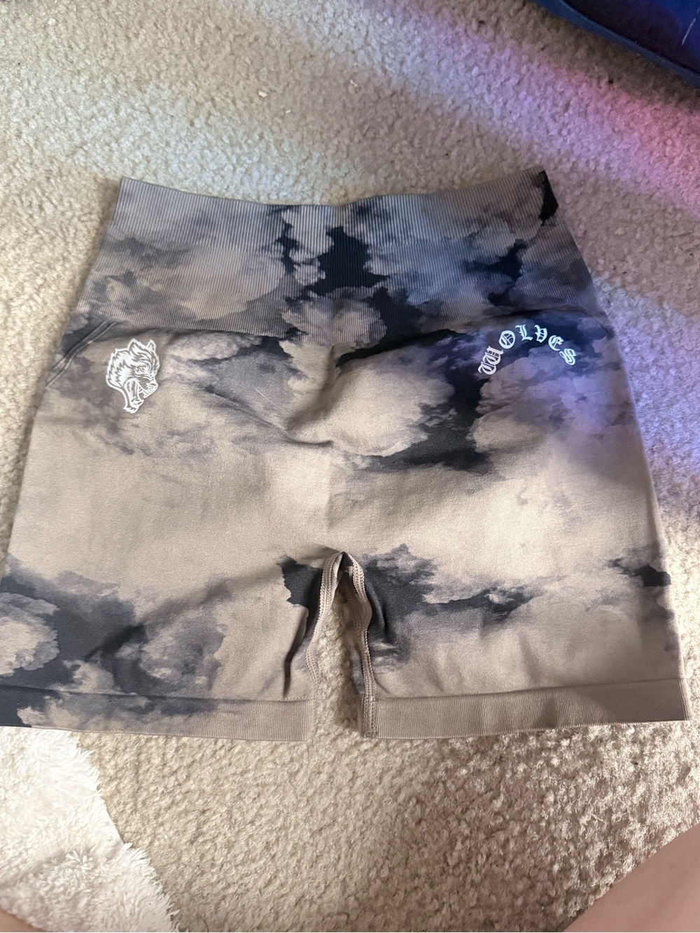 Darc Sport Taupe and Black Tie-Dye High-Waist Athletic Bike Shorts